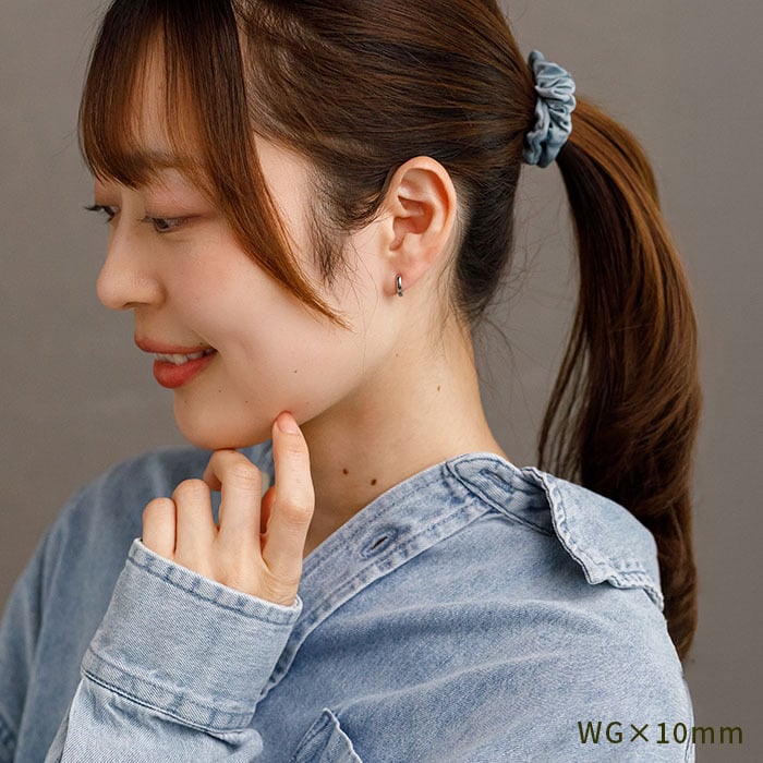 ステンレス フープピアス アレルギー対応 小さめ 中折れ 甲丸 2×13mm/10mm レディース メンズ ゴールド YG キャッチレス 大人カジュアル シンプル きれいめ プレゼント