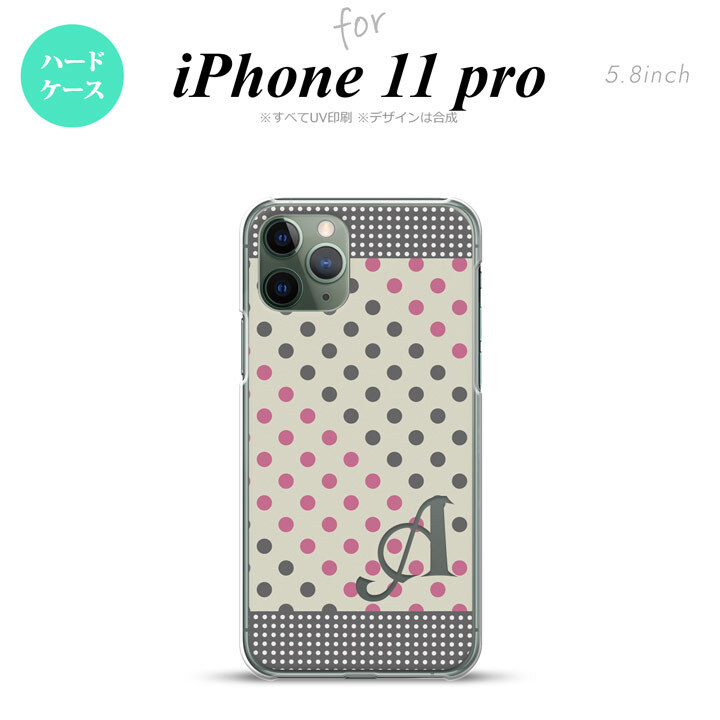iPhone11Pro iPhone11 Pro スマホケース ハードケース ドット 水玉 C グレー ピンク +アルファベット メンズ レディース nk-i11p-1649i