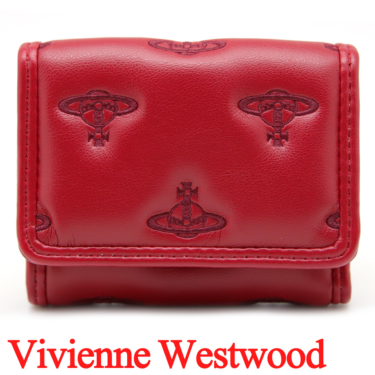 ヴィヴィアンウエストウッド 三つ折り財布 ミニ財布 レディース メンズ 男女兼用 折り財布 Vivienne Westwood ヴィヴィアン マルチオーブ型押し レッド VW4290 (51070057W-S002K-H201) 【2026年秋冬モデル】 【ラッピング無料 誕生日 お祝い プレゼント ギフト 贈り物】