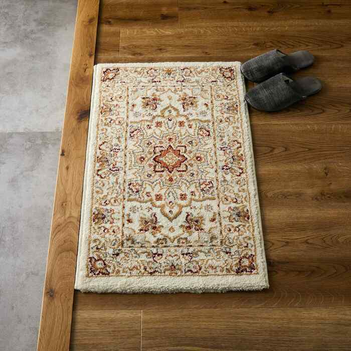 ラグ カーペット 玄関 屋内 屋外 輸 入 ネカル アイボリー 約50×80cm 長方形 民族調 エスニック モダン シンプル オールシーズン 丈夫 50×80cm ルカス ベージュ 新生活