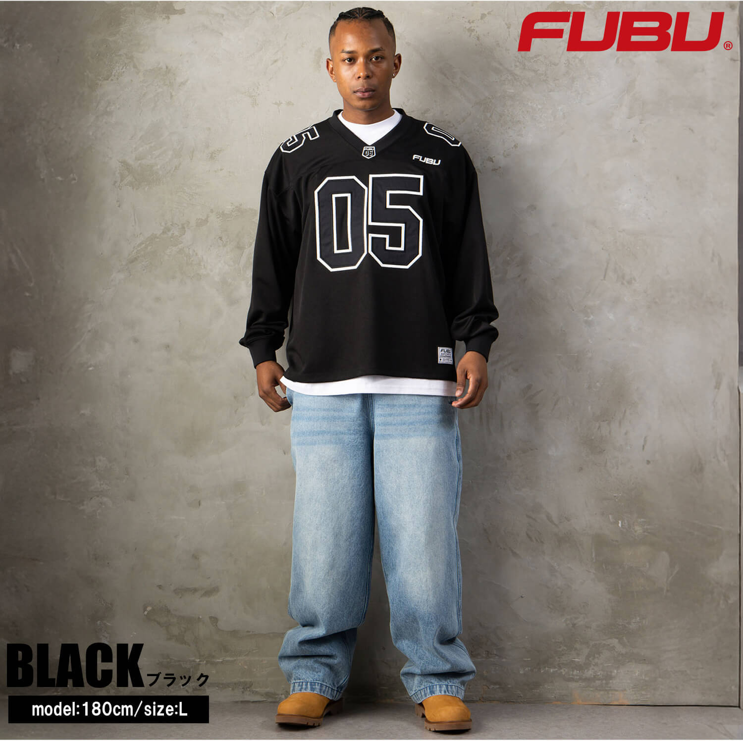 FUBU フブ ゲームシャツ メンズ レディース fam-62713 フットボールシャツ 長袖 Vネック ナンバリング 迷彩 チョコチップ カモフラ ロンT オーバーサイズ ストリート ヒップホップ ダンス カジュアル M L XL XXL 2026FW Karlas