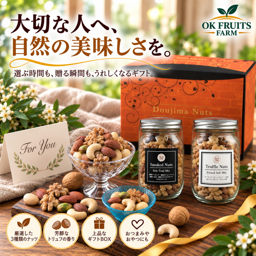 お歳暮 ギフト ナッツ お菓子 親 変わり種 おしゃれ 年配 送料無料 高級 ギフト 健康食品 御中元 ギフト プレゼント ナッツ おつまみ プレゼント 高級  焼きチーズ入り 燻製ミックスナッツ トリュフミックスナッツ セット お菓子 送料無料 おしゃれ 昨年4527個の販売実績 ナッツ  【燻製ミックスナッツ＆トリュフミックスナッツ中瓶セット】
