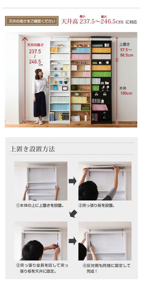 ラック 1cmピッチ 薄型 大容量 文庫本 上置き 幅60 本棚 壁面収納 突っ張り 木製 コミック 本収納 ぶんこ本 マンガ CD ブルーレイ 新生活