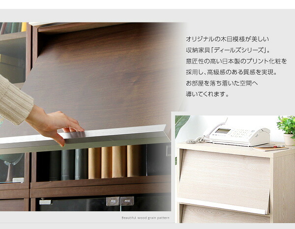収納家具 ラック DEALS-ディールズ- フラップ扉3枚タイプ DS60-F3--WAL ウォールナット ホームテイスト ディスプレイ シリーズ 本棚 ブック フラップ フラップチェスト