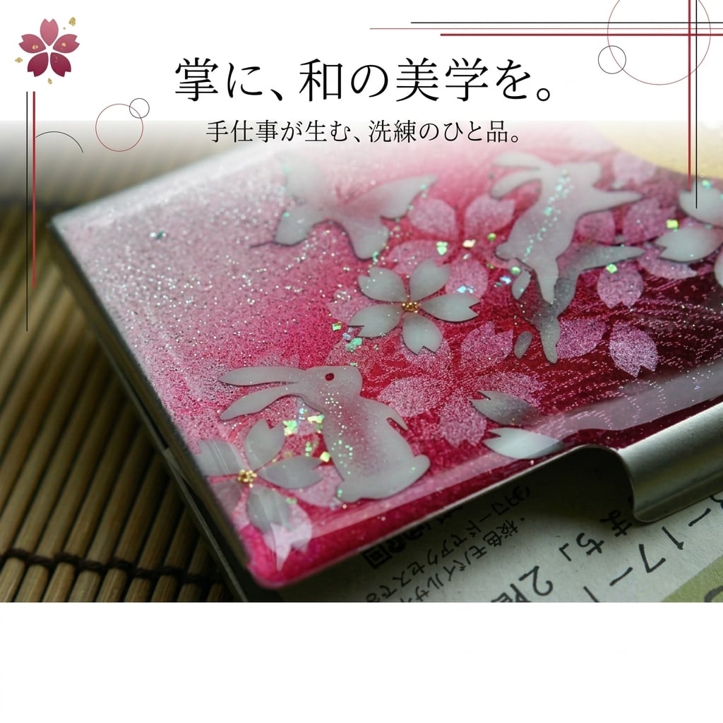 名刺入れ『芽』和柄 和風 カードケース 夜桜 伝統工芸 職人 手作り 名入れ 記念日 誕生日 ギフト 送料無料 和風 ハンドメイド 立体彩色 螺鈿風 20代 40代 50代 プレゼント お祝い 還暦 退職 卒業