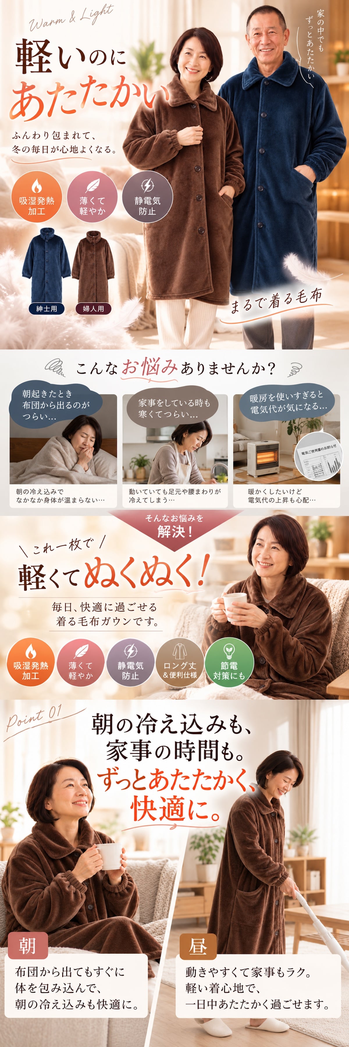 ファミラ 着る毛布ガウン あったかガウン ガウン 暖かい ルームウェア 部屋着 メンズ レディース 紳士用 婦人用 吸湿発熱 静電気防止 フランネル ロング丈 軽量 薄手 防寒 寒さ対策 冷え対策 冬 秋冬 あったかグッズ 羽織り 前開き ポケット付き プレゼント ギフト
