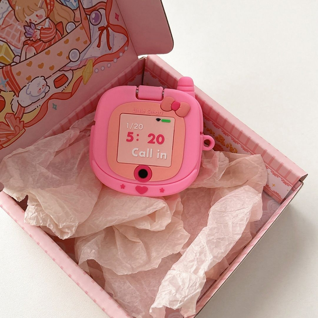 AirPods ケース レトロ 携帯電話風 ピンク かわいい シリコン製 イヤホンカバー 韓国風 立体デザイン ソフトケース 傷防止 第1世代 第2世代 第3世代 Pro2対応