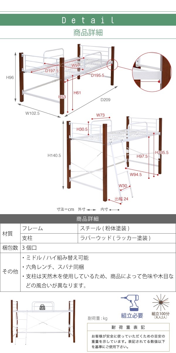 温かみのある天然木とクールなアイアンが融合したおしゃれな 。高すぎないのがちょうどいい、ちょっと低めのロフト