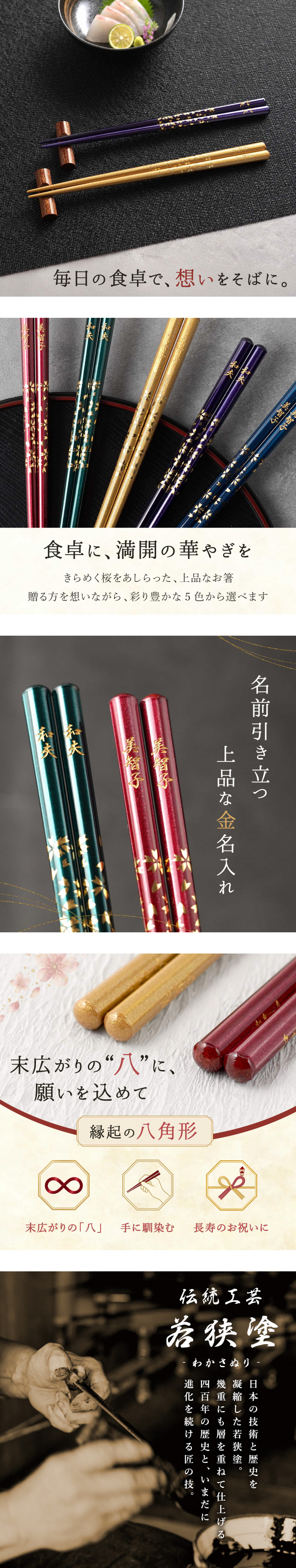 【 送料無料 】【 ふたりの幸せを願う 名入れ 夫婦箸 若狭塗 八角箸 ペアセット 】結婚祝い 夫婦箸 箸 ペア 結婚祝い 縁起物 結婚祝い 結婚記念日 両親 プレゼント