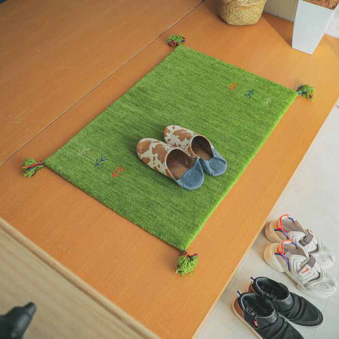 ラグ カーペット マット 玄関 玄関マット おしゃれ 40x60cm シンプルギャッベマット HOT対応 アヤカ 北欧 モダン シンプル デザイン かわいい かっこいい ギャッベ インド製 ホット 床暖 OK 送料無料 手織り 肌触り