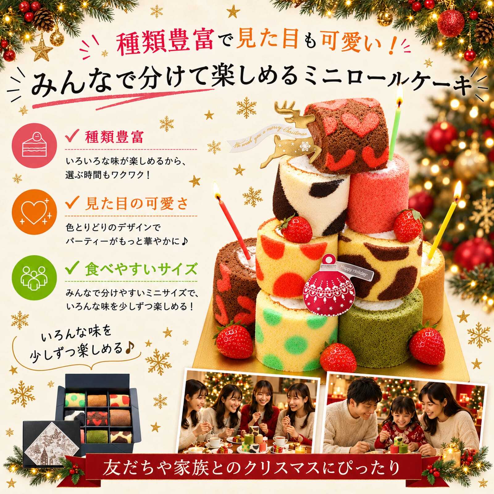 お歳暮 お年賀 クリスマス ロールケーキ ギフト 2026 お菓子 配る ギフト ロールケーキタワー スイーツ ミニロールケーキ お取り寄せスイーツ ギフト バースデーケーキ 送料無料 ケーキ 詰め合わせ プチケーキ 誕生日 バースデー お菓子 人気 ランキング 9種類 チョコ 抹茶 フルーツ ローソク付き かわいい