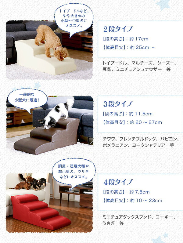 ペット家具 ペット用品 日本製ドッグステップPVCレザー、犬用階段2段タイプ lonis-レーニス