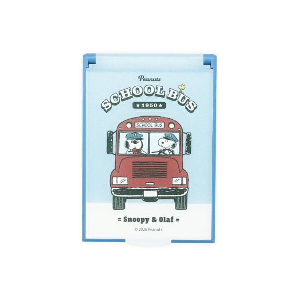 スヌーピー 折りたたみコンパクトミラー(Snoopy＆Olaf) Preppystyle schoolbus SNOOPY