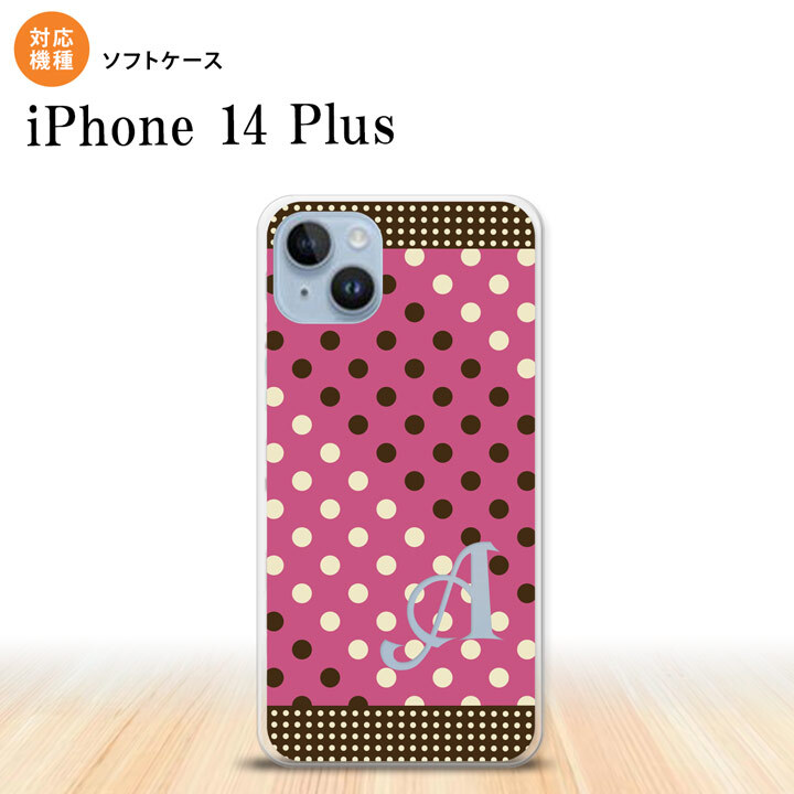 iPhone14 plsu iPhone14 plsu スマホケース 背面ケースソフトケース ドット 水玉 C 紫 茶 +アルファベット 2022年 10月発売 nk-i14pl-tp1655i