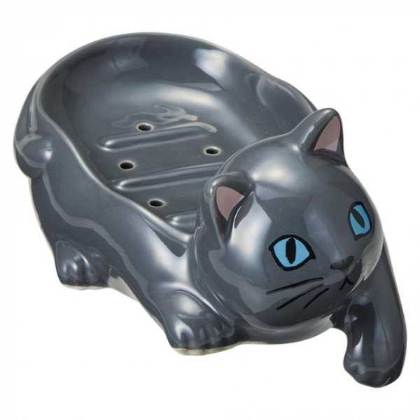 セトクラフト ソープディッシュ 磁器製 黒 猫 おしゃれ ソープトレー 石鹸置き 水切り ぬめり防止 洗面所 バスルーム 雑貨 インテリア雑貨 陶器製