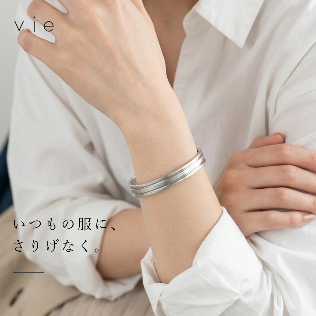 ステンレス バングル 金属アレルギー対応  数量限定クリアランス SILVER BLACK B1161
