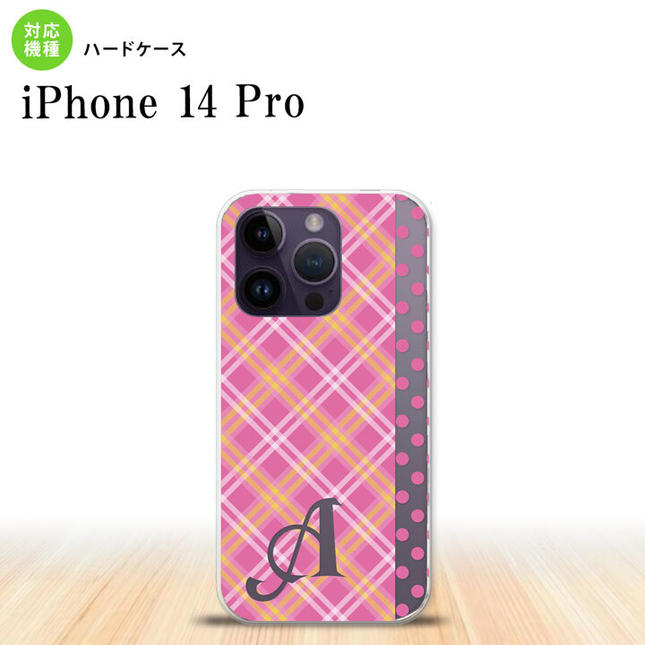 iPhone14 Pro iPhone14 Pro スマホケース 背面ケース ハードケース タータン ドット ピンク +アルファベット 2022年 9月発売 nk-i14p-1532i