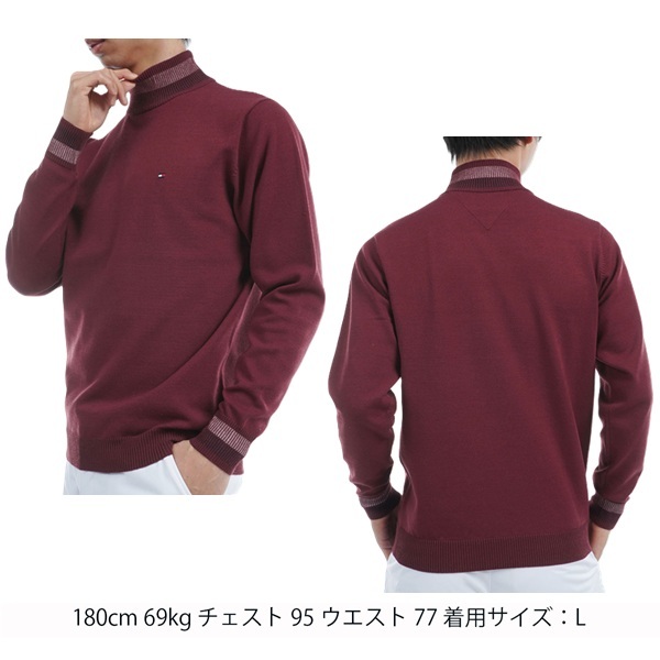 トミーヒルフィガー ゴルフ メンズ シグネチャーストライプ ハイネックセーター TOMMY HILFIGER GOLF THMA471 秋冬モデル お誕生日祝い お祝い 記念品 お父さん 父の日 彼氏 男性 30代 40代 50代 60代  還暦祝い 敬老の日 人気プレゼント プレゼント