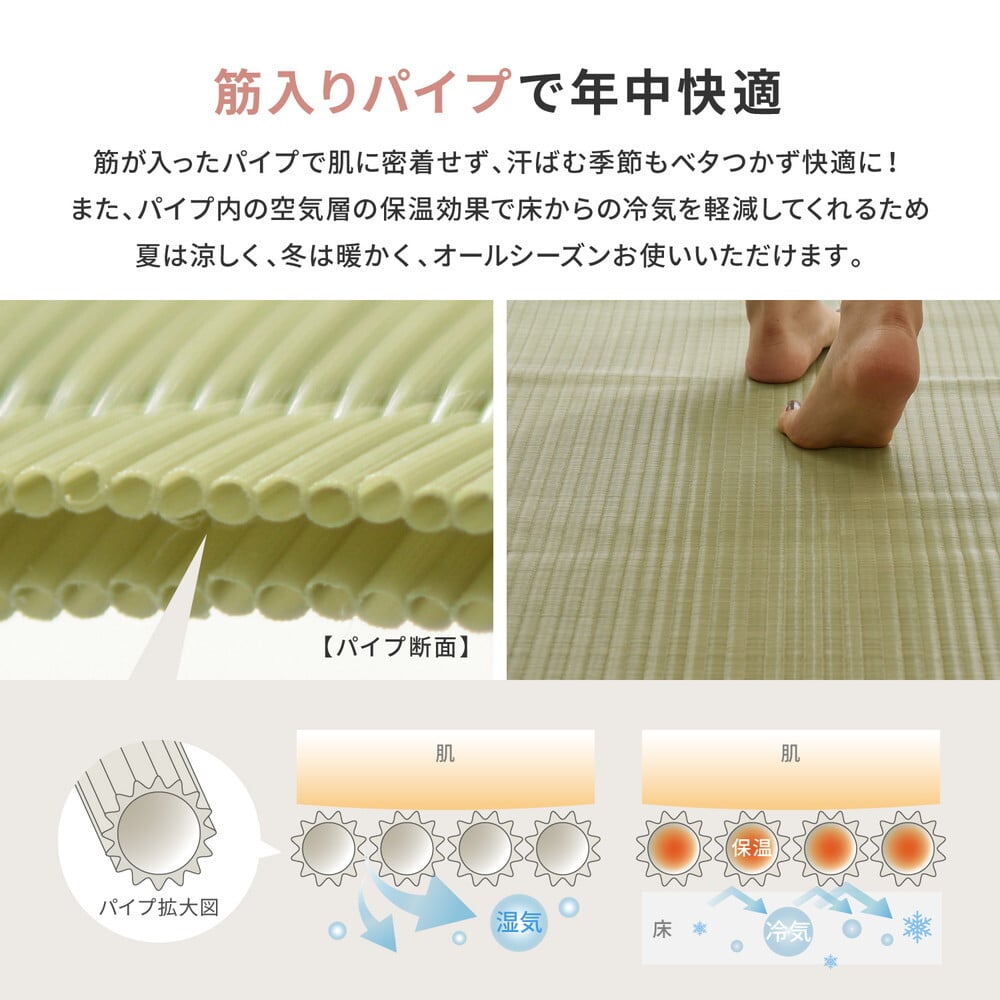 夏ラグ 夏用カーペット 洗える い草風 カーペット 四条 団地間 10帖 10畳 PP ラグ ビニール風 上敷き ござ 畳の保護