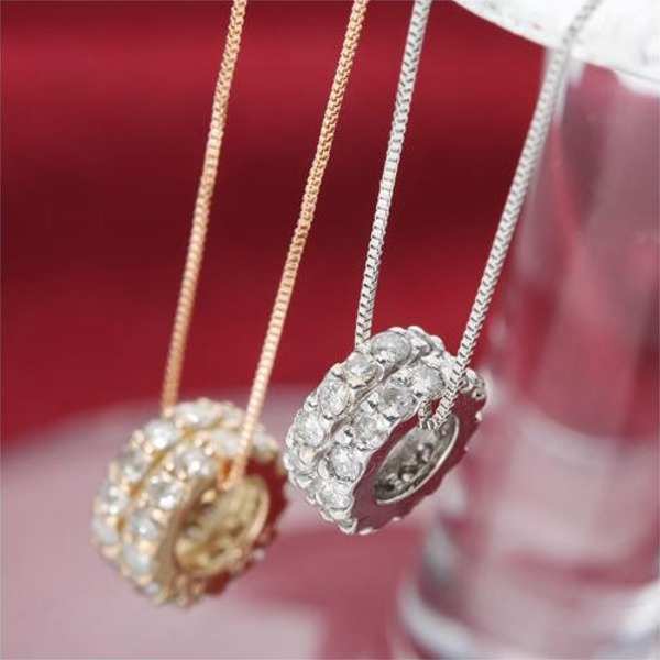 K18PG ダイヤモンド ネックレス 0.3ct エタニティ ペンダント ピンクゴールド 18金 ダイヤ レディース ジュエリー アクセサリー 華奢 シンプル ギフト プレゼント