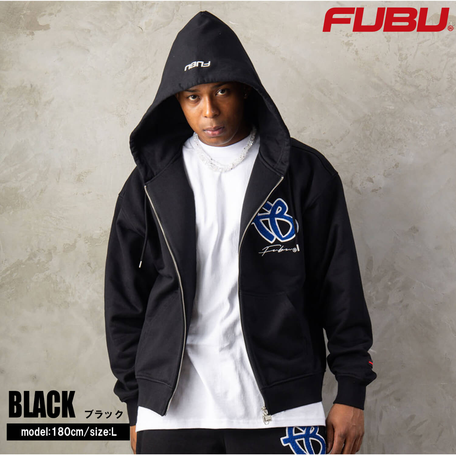 FUBU フブ パーカー メンズ レディース fam-62705 OGロゴ ジップ フーディー フルジップ ジップアップ スウェット サガラ刺繍 ワッペン ビッグシルエット ストリート ヒップホップ ダンス カジュアル トップス M L XL XXL 2026FW Karlas