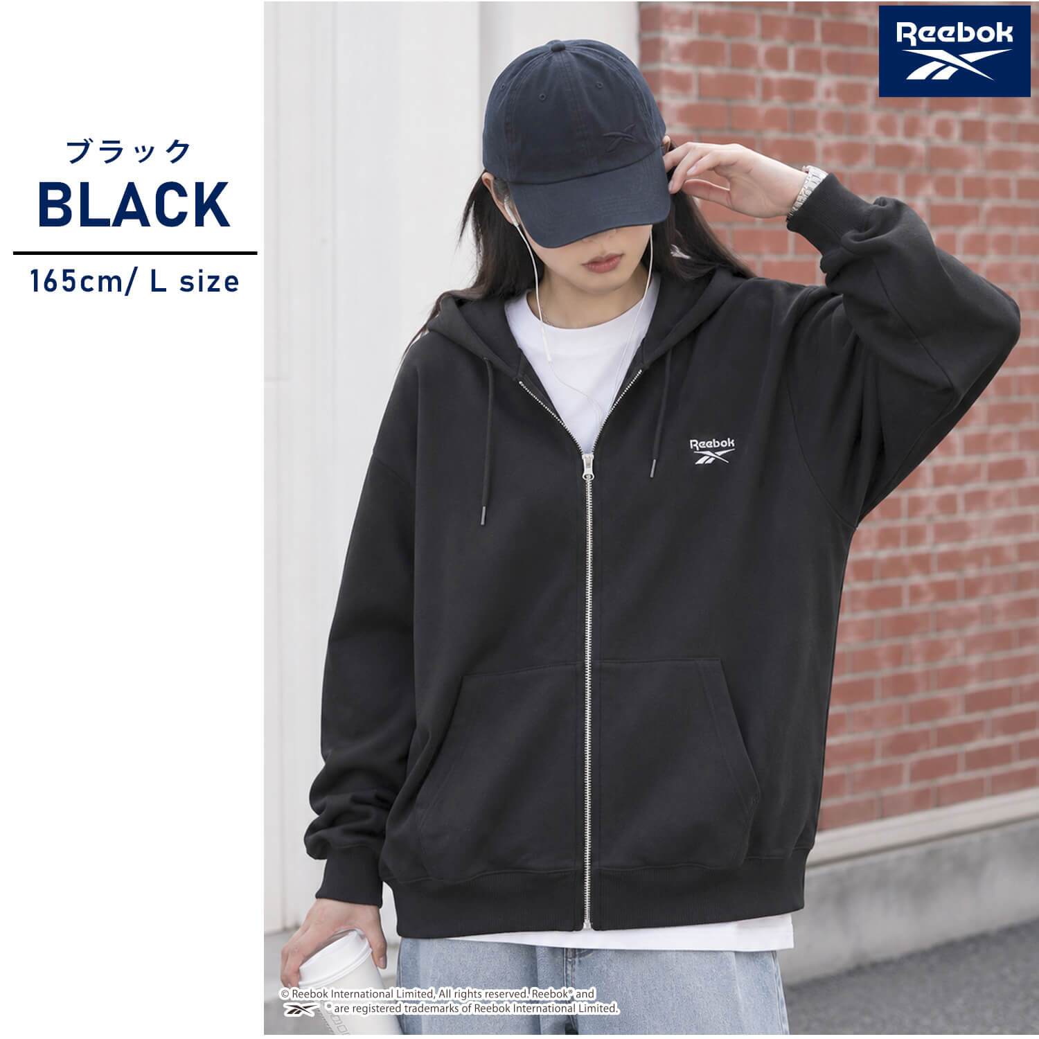 Reebok リーボック ジップパーカー レディース メンズ rm-6105 スウェットパーカー フルジップ 長袖 フーディー 裏起毛 暖かい ロゴ 刺繍 ビッグシルエット オーバーサイズ 羽織り スポーティ カジュアル M L LL 2026FW Karlas 別注