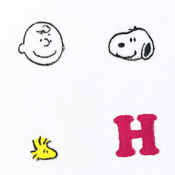 スヌーピー ミニタオル アイコン(H) イニシャル アイボリー ハンカチ SNOOPY