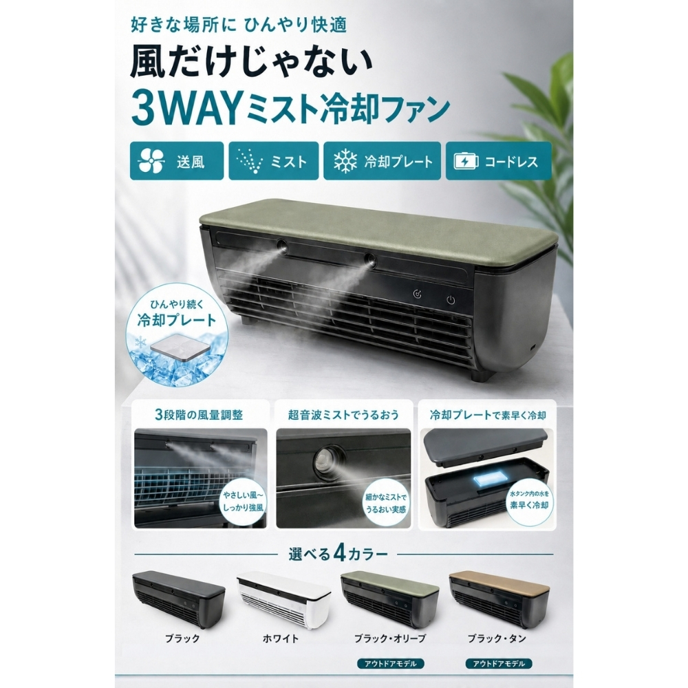 誕生日 プレゼント 冷却プレート搭載 ミストミニクーラー 充電式