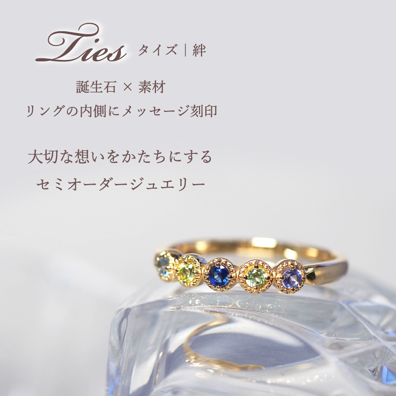 セミ オーダーメイド リング 指輪 誕生石 2.0mm 5石 Ties K10 K18 10K 18K 10金 18金 プラチナ 女性 レディース 誕生日 記念日 プレゼント ギフト 誕生日プレゼント ファミリーリング 刻印 名入れ 20代 30代 40代 妻 彼女 天然石 ダイヤモンド ダイヤ ゴールド ピンクゴールド イエローゴールド 選べる アクセサリー アレルギー対応 金属アレルギー