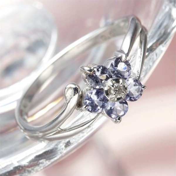 タンザナイト リング K10WG ホワイトゴールド 指輪 フラワーモチーフ 花 12月 誕生石 7号 レディース アクセサリー ジュエリー プレゼント ギフト