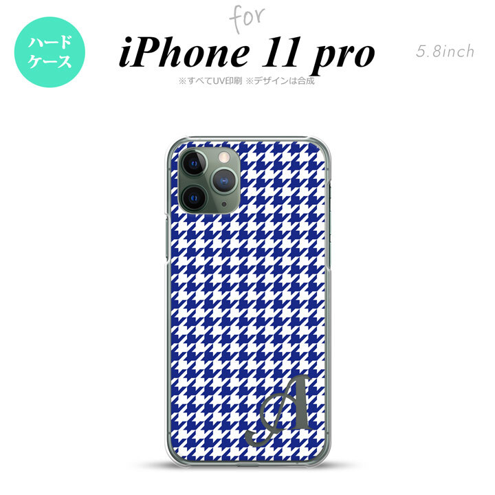 iPhone11Pro iPhone11 Pro スマホケース ハードケース 千鳥 格子 小 青 白 +アルファベット メンズ レディース nk-i11p-905i