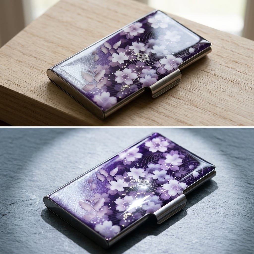名刺入れ『間』和柄 和風 カードケース 夜桜 伝統工芸 職人 手作り 名入れ 記念日 誕生日 ギフト 送料無料 和風 ハンドメイド 立体彩色 螺鈿風 20代 40代 50代 プレゼント お祝い 還暦 退職 卒業