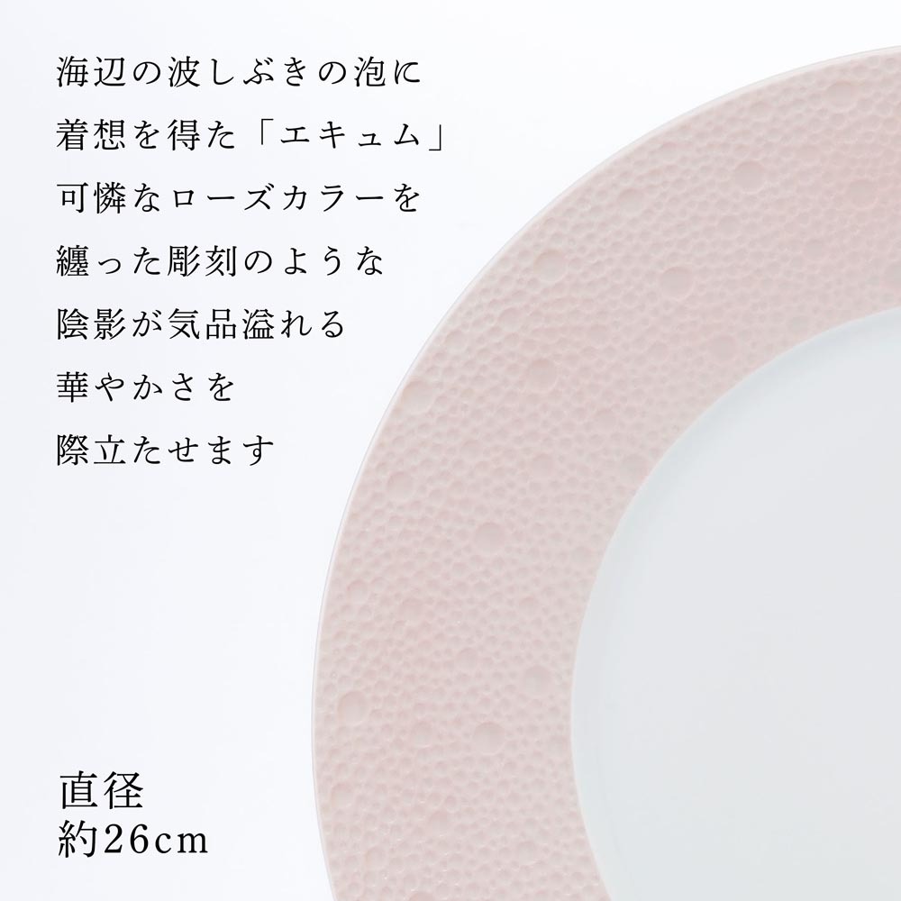 BERNARDAUD ベルナルド エキュム ローズ ディナープレート 26cm 単品 名入れ彫刻代込み 名前 彫刻 刻印 お祝い プレゼント ギフト 記念日 高級 ブランド 開店祝い 新築祝い 誕生日 法人 お皿 プレート インテリア ピンク 大皿 ウェルカムボード