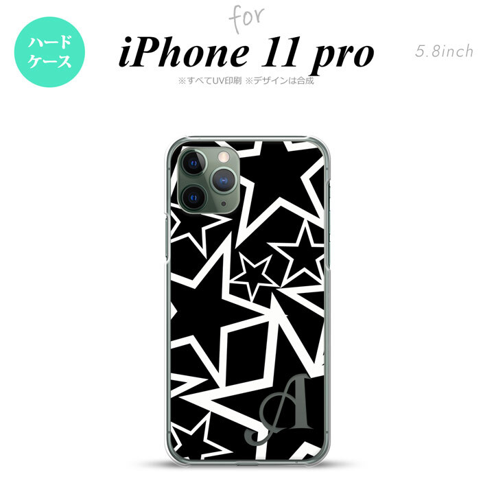 iPhone11Pro iPhone11 Pro スマホケース ハードケース 星 黒 白 +アルファベット メンズ レディース nk-i11p-1121i