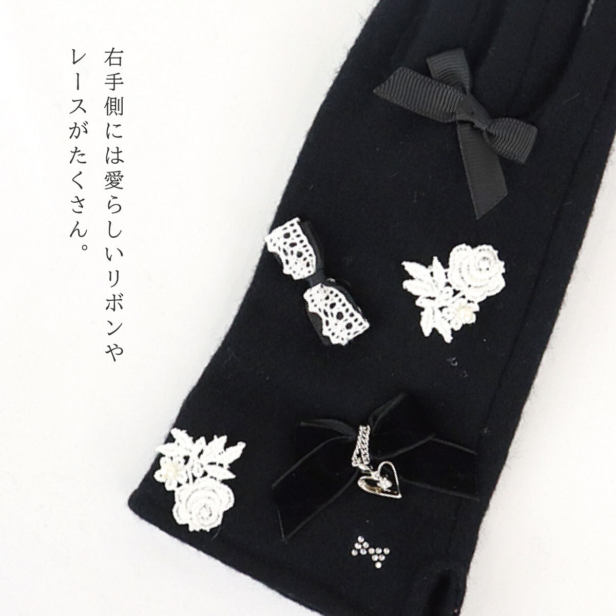 手袋 レディース かわいい おしゃれ カシミヤ 暖かい 冬 防寒 あったか スマホ対応 クマ くま リボン レース グローブ プレゼント【LALUICE ラルイス】
