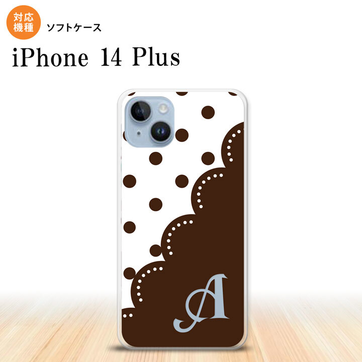 iPhone14 plsu iPhone14 plsu スマホケース 背面ケースソフトケース ドット レース A 茶 +アルファベット 2022年 10月発売 nk-i14pl-tp345i
