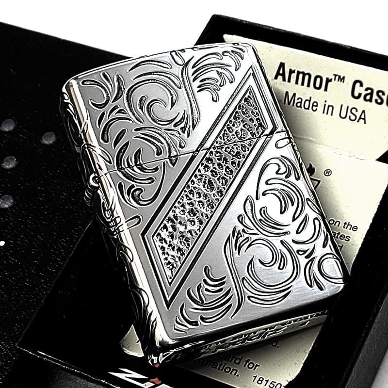 ZIPPO アーマー 限定 レアナンバー [No.111] ヴェネチアンライン 一点物 ジッポ ライター シリアルナンバー入り シルバー ハンマートーン 銀燻し かっこいい 重厚 おしゃれ メンズ ギフト プレゼント