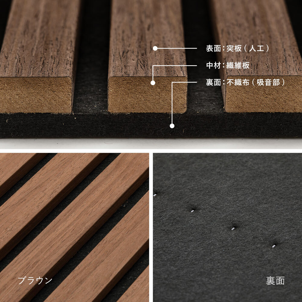 吸音パネル IPANELLA イパネッラ 同色6枚組 80×30cm 厚さ21mm 木目調 ウォールパネル 壁パネル ウッドパネル 吸音材 生活音対策 騒音対策 テレビ ペット DIY 工事不要 賃貸 原状回復 リビング おしゃれ ブラック系 5色