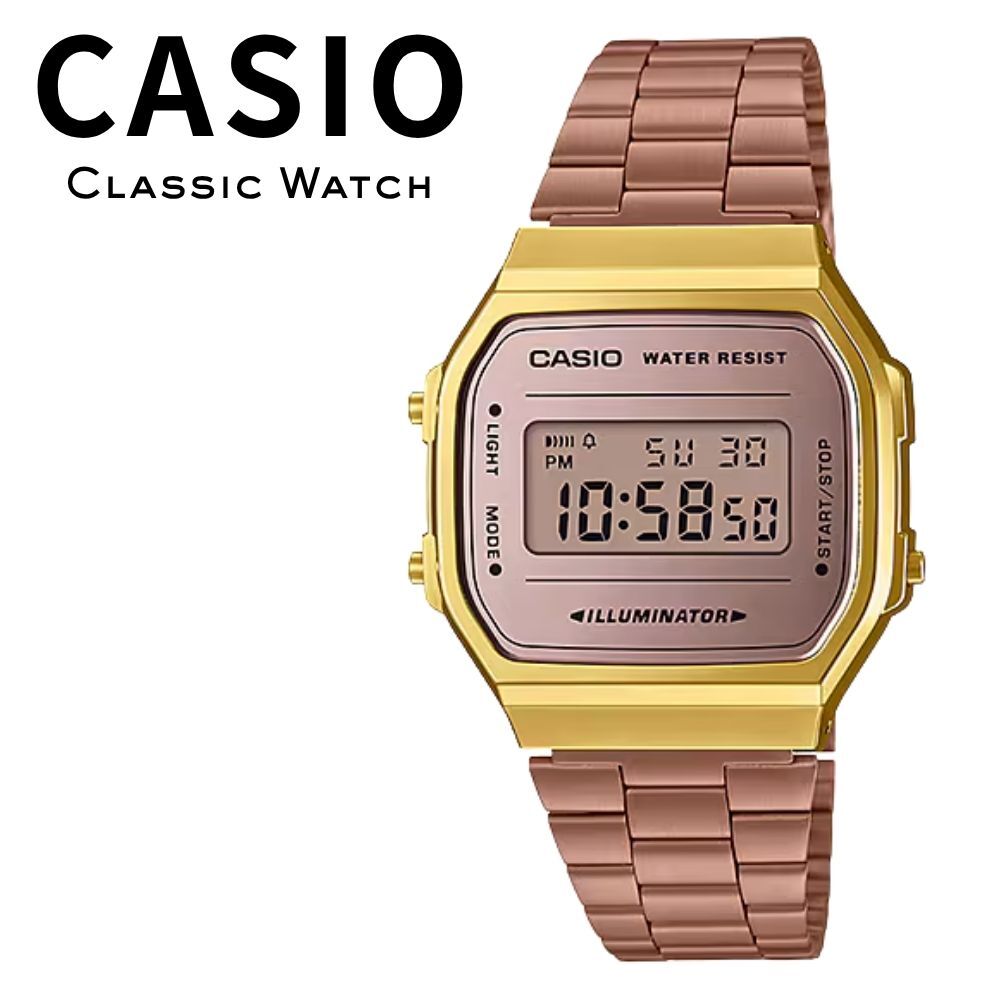 箱なし 希少デザイン カシオ 腕時計 メンズ レディース ローズゴールド パープル CASIO A168 海外モデル レトロ デジタル チプカシ ミラー プレゼント ギフト 成人 卒業 入学