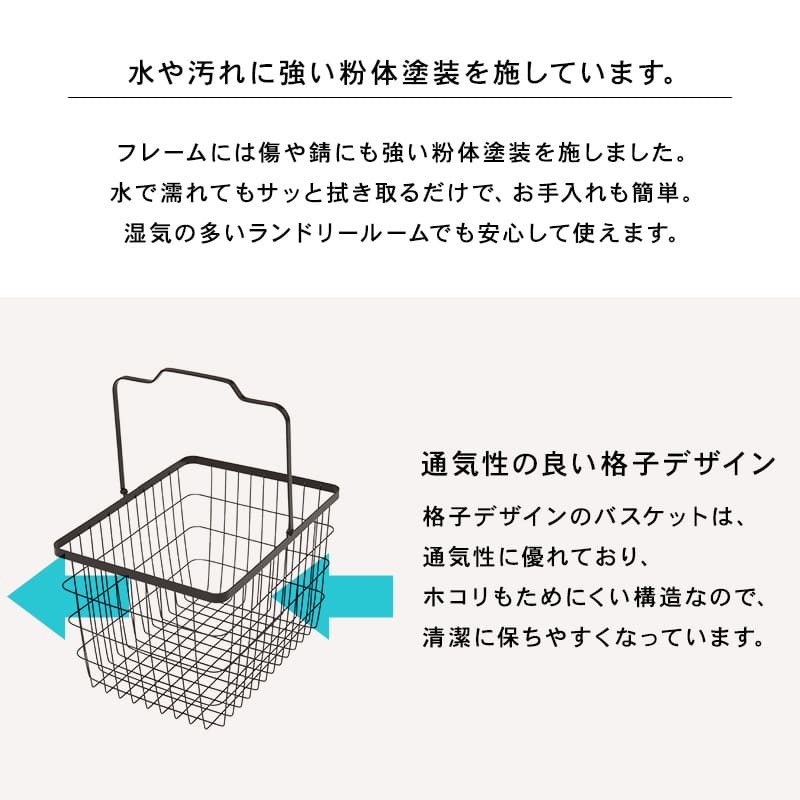 収納家具 ラック ランドリー 4BOX ダブル ランドリーバスケット 2段 4カゴ 洗濯物入れ 縦型収納 スチール ランドリー収納 ランドリーワゴン 洗濯かご おしゃれ シンプル 脱衣所 洗面所 キャスター