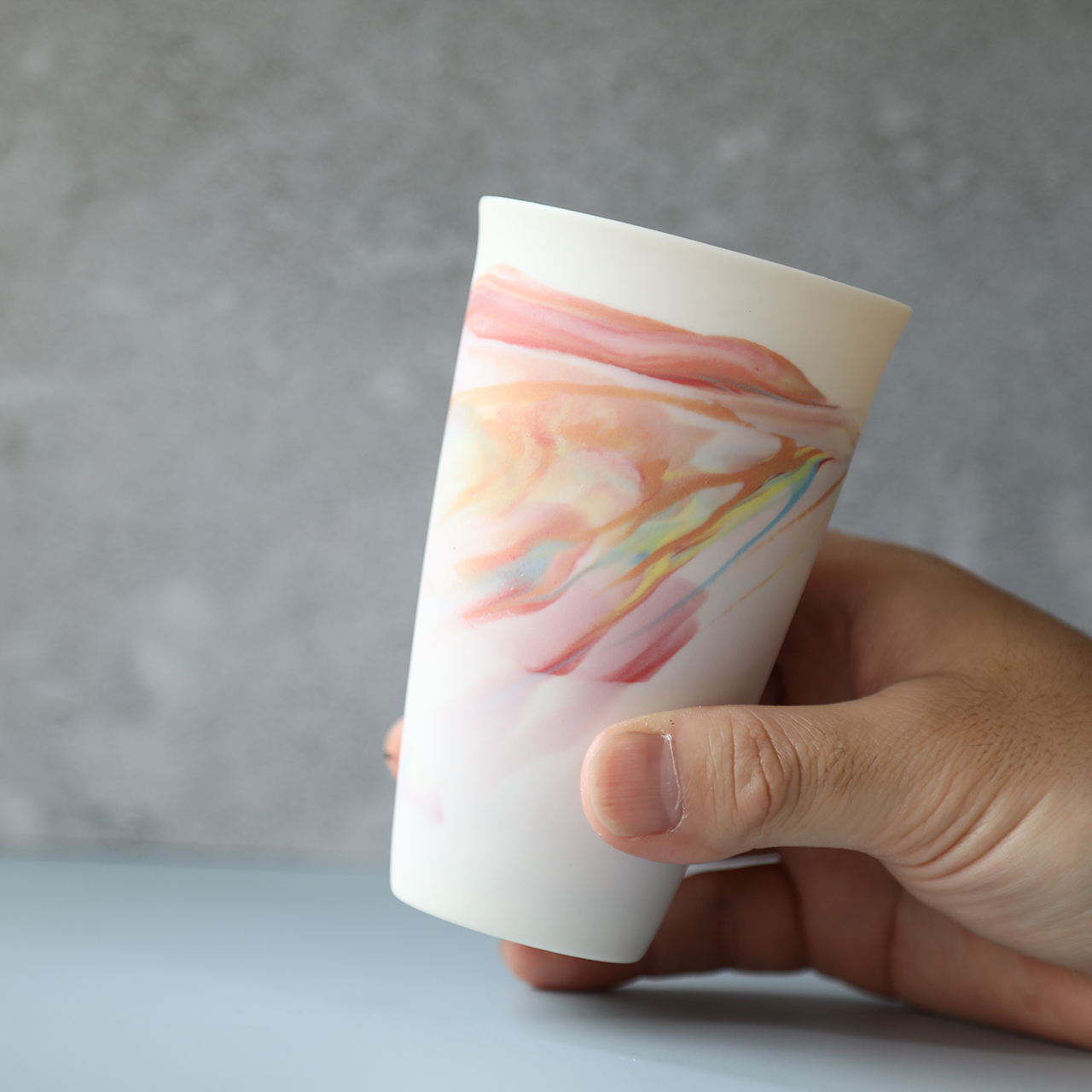 【手に馴染むうすはりグラス　セット　marble　300ml　北川和喜】　酒器 和食器 薄い ドリンクグラス 家飲み グッズ タンブラー おしゃれ ビアグラス ビール ギフト プレゼント 結婚祝い 引き出物 お祝い 内祝い 日本製 定番 人気