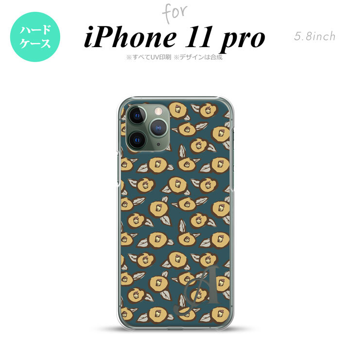 iPhone11Pro iPhone11 Pro スマホケース ハードケース つばき 紺 +アルファベット メンズ レディース nk-i11p-1703i