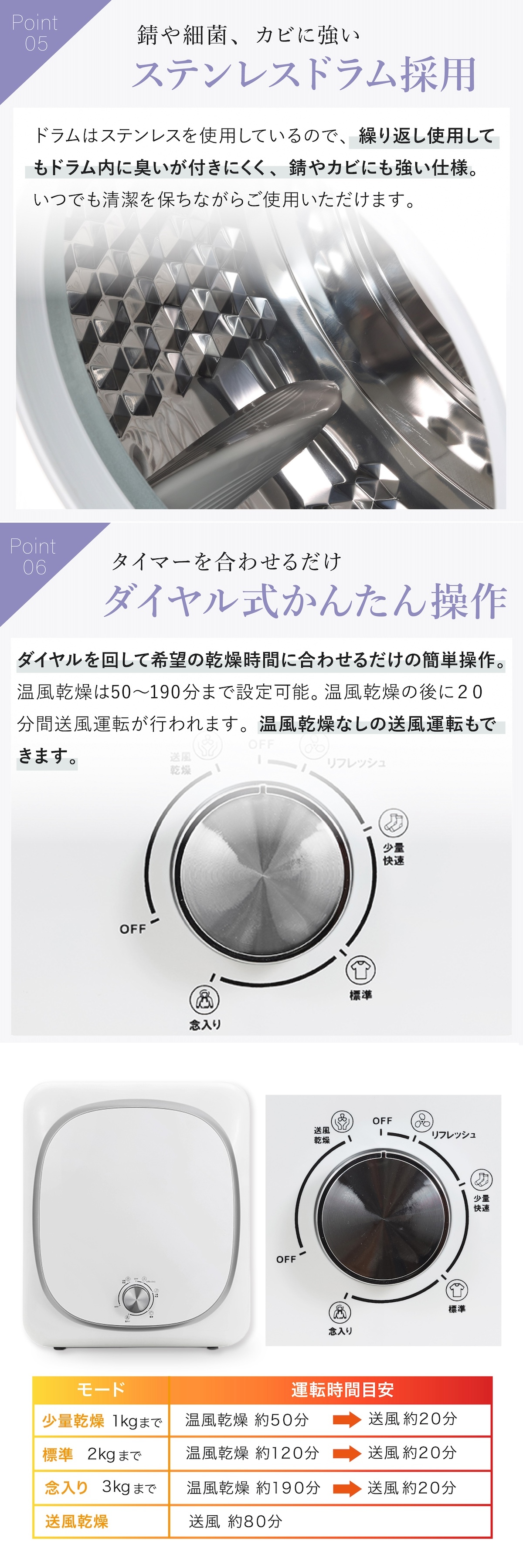 【メーカー直送】RELICIA 小型衣類乾燥機 RLC-CR800 ミニ乾燥機 ドラム式 衣類乾燥機 工事不要 簡単設置 PTCヒーター 高温 温風 送風 タンブラー乾燥 コンパクト 部屋干し 梅雨 花粉対策 洗濯物 一人暮らし ワンルーム 新生活 家電 実用的 プレゼント レリシア