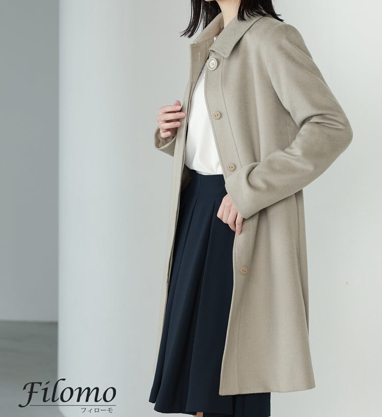 カシミヤ コート 100% カシミヤコート ステンカラーコート レディース 入学式 入園式 卒入学 冬 カシミヤ100% Filomo 冠婚葬祭 フォーマル アウター ミドル丈 着丈90cm 卒業式 卒園式 ギフト プレゼント 6F (02000188r)