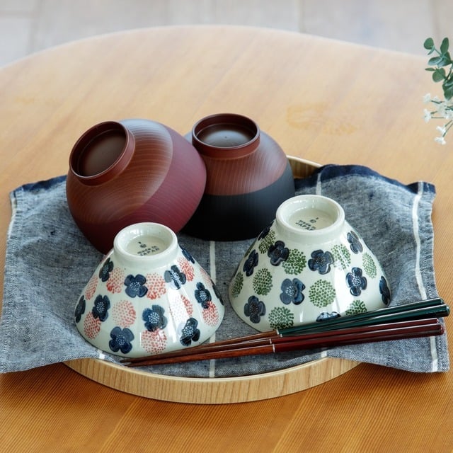 【公式】花舞 夫婦膳 ギフト ギフトラッピング込み 母の日 ギフト 日本製 波佐見焼 食器セット 夫婦茶碗 陶器 汁椀 夫婦箸 天然木 食洗機対応 電子レンジ対応 CDF etendue CDFエタンデュ ビスク