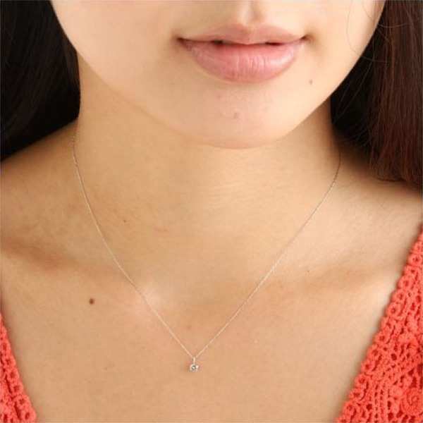 ネックレス レディース K18 ホワイトゴールド ダイヤモンド 0.1ct ペンダント 18金 ダイヤ 一粒 シンプル ジュエリー アクセサリー ギフト プレゼント 贈り物