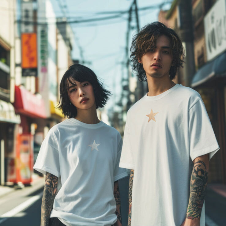 Tシャツ 星 GTO 8.2オンス オーガニックコットン Tシャツ ブラック ホワイト 2年連続入賞のデザイン メンズ レディース 半袖 普段着に オリジナルデザイン 特攻服 オラオラ系 暴走族 暴走天使 卒業式 ヤンキー チョイ悪 チョイワル メンズ レディース ファッション おしゃれ