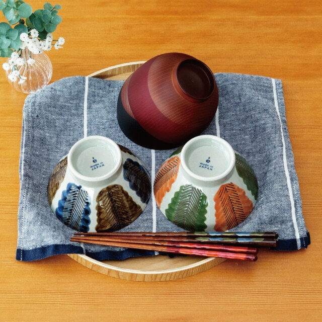 【公式】松十草夫婦膳ギフト ギフトラッピング込み ギフト 日本製 波佐見焼 食器セット 夫婦茶碗 汁椀 夫婦箸 すべり止め加工 天然木 食洗機対応 電子レンジ対応 CDF etendue CDFエタンデュ ビスク