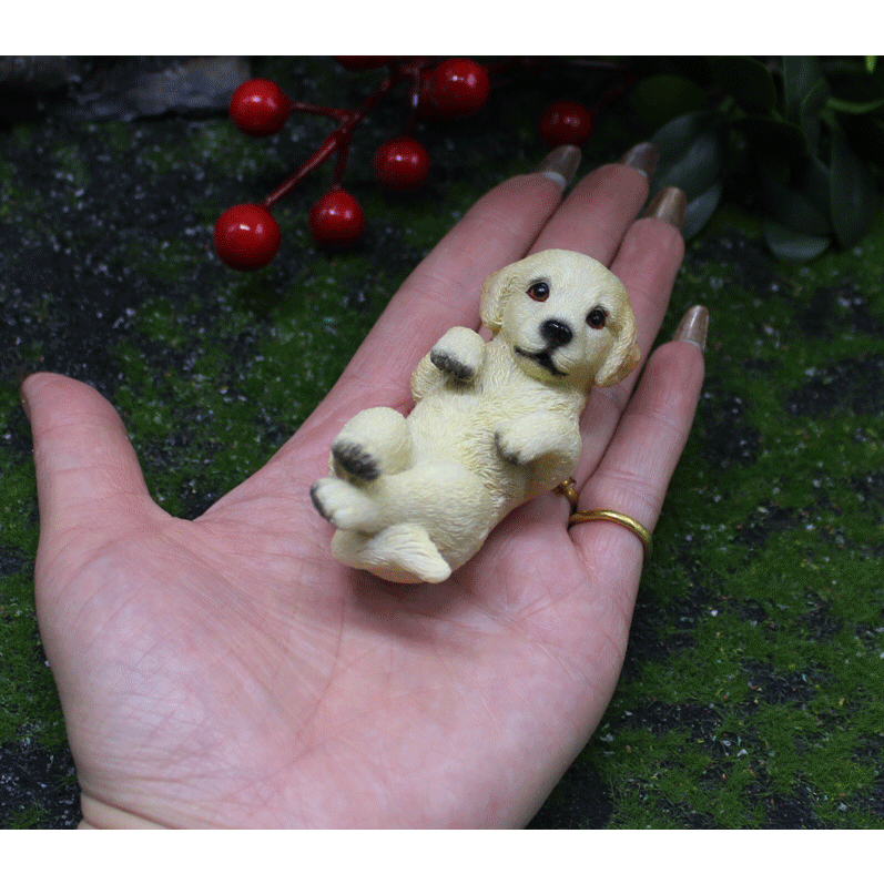 ゴールデンレトリバー 置物 子犬 リアル かわいい ミニチュア 犬 オブジェ 樹脂製 アニマル インテリア 雑貨 ガーデン 卓上 玄関 飾り デスク 車内 誕生日 プレゼント ギフト