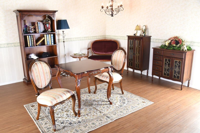 テーブル 2人 アンティーク 調 ホワイト おしゃれ 輸入家具 ロココ 白 四角 フィレンツェ リッカルディ SQ80 ヨーロピアン 輸入テーブル 木製 フレンチカントリー かわいい 猫脚テーブル 猫足 白家具 姫系 新生活